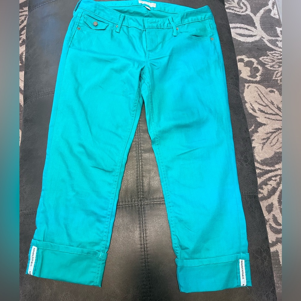 Banana republic Teal low rise stretch Capri jeans size 10/30